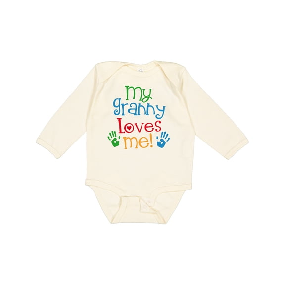 Inktastic My Granny Love Me Boys or Girls Long Sleeve Baby Bodysuit