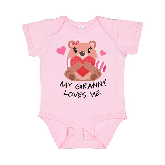 Inktastic My Granny Loves Me Bear and Hearts Boys or Girls Baby Bodysuit