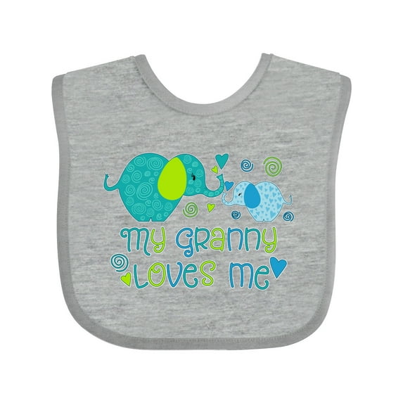 Inktastic My Granny Loves Me Cute Elephants Boys or Girls Baby Bib