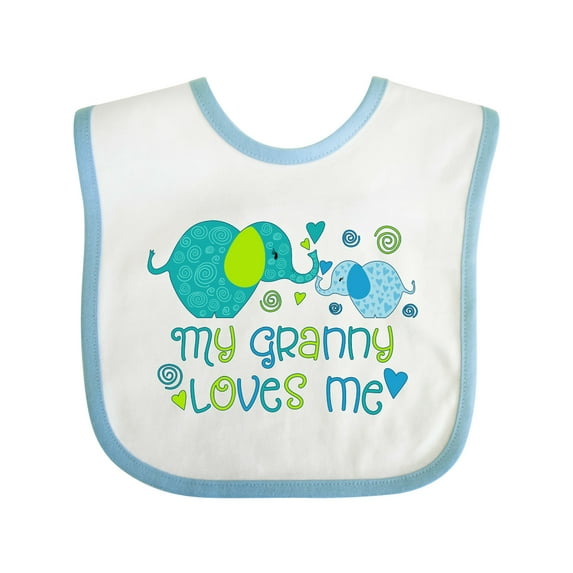 Inktastic My Granny Loves Me Cute Elephants Boys or Girls Baby Bib