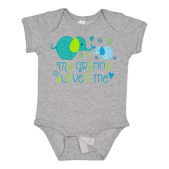 Inktastic My Granny Loves Me Cute Elephants Boys or Girls Baby Bodysuit