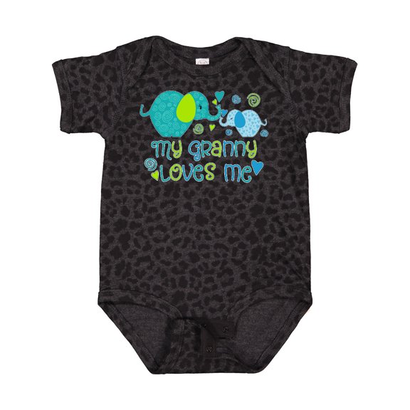 Inktastic My Granny Loves Me Cute Elephants Boys or Girls Baby Bodysuit