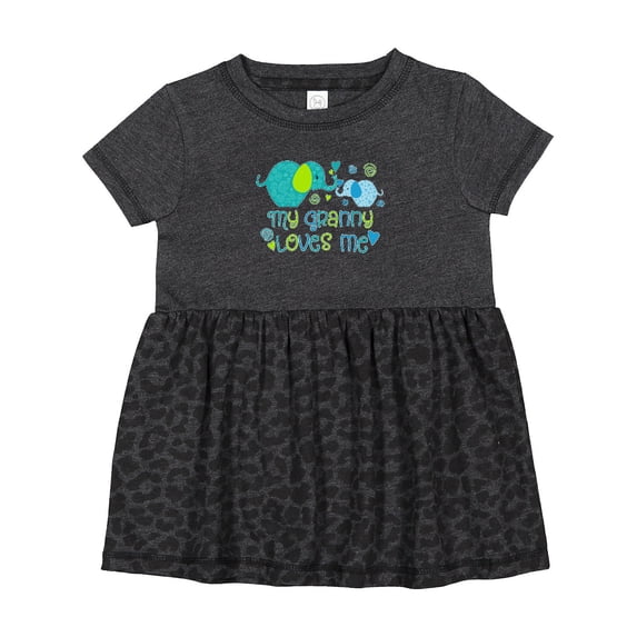 Inktastic My Granny Loves Me Cute Elephants Girls Baby Dress
