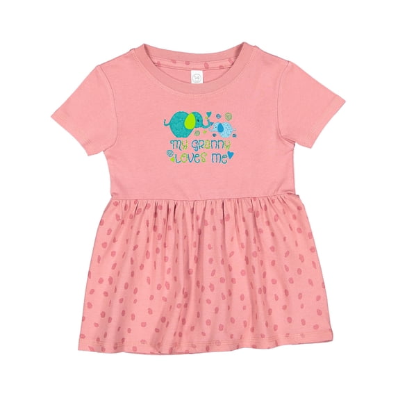 Inktastic My Granny Loves Me Cute Elephants Girls Baby Dress