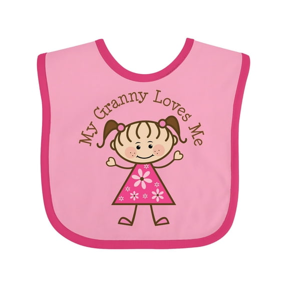 Inktastic My Granny Loves Me Girls Baby Bib