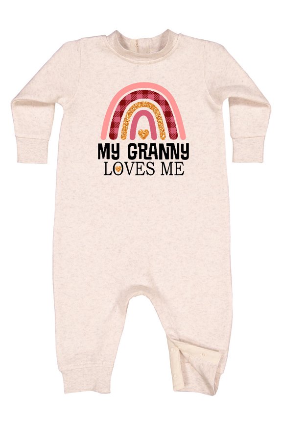 My Granny Loves Me Girls Boho Rainbow Baby Fleece Romper