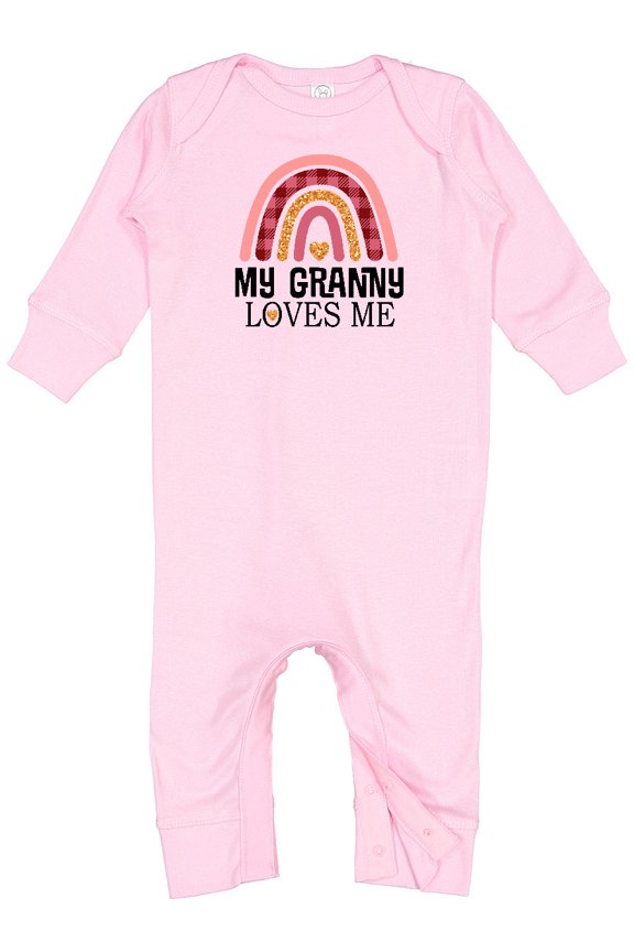 My Granny Loves Me Girls Boho Rainbow Baby Romper Coveralls