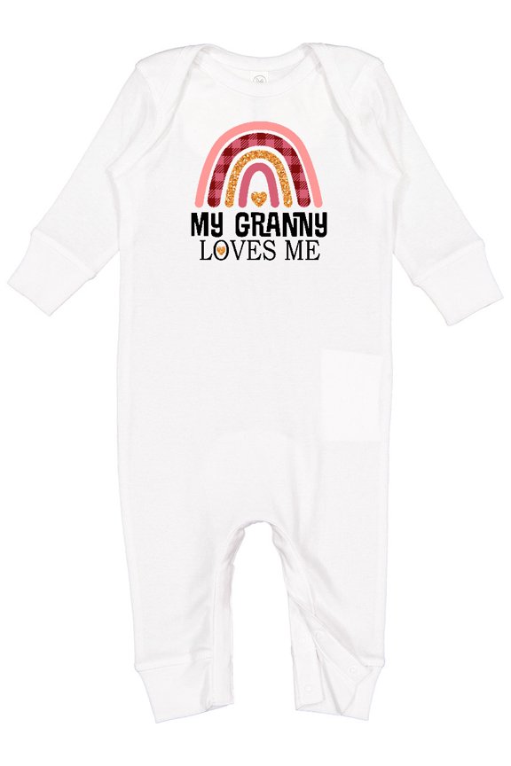My Granny Loves Me Girls Boho Rainbow Baby Romper Coveralls