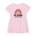 thumbnail image 1 of Inktastic My Granny Loves Me Girls Boho Rainbow Girls Baby Dress, 1 of 5