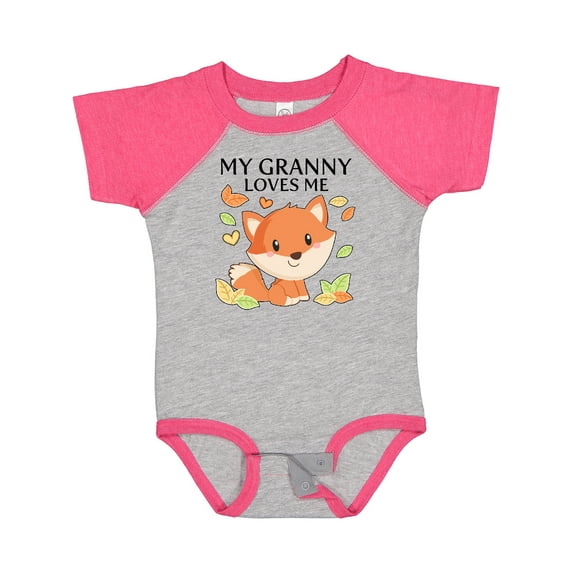 Inktastic My Granny Loves Me- Little Fox Boys or Girls Baby Bodysuit