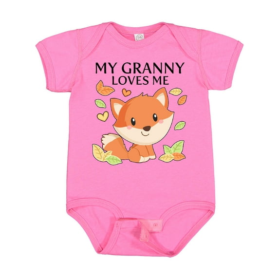 Inktastic My Granny Loves Me- Little Fox Boys or Girls Baby Bodysuit