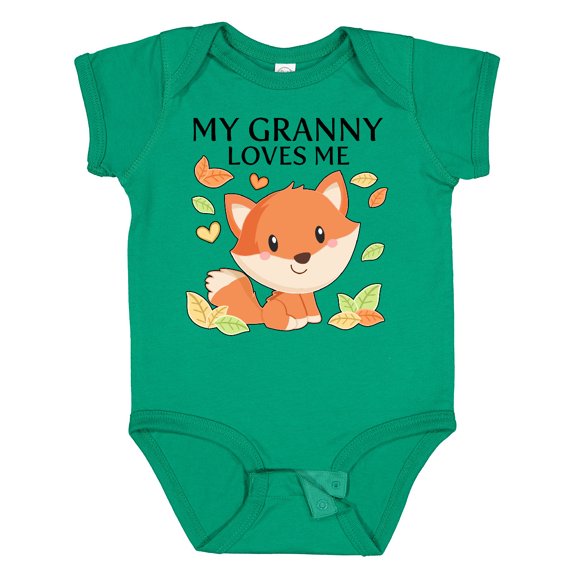 Inktastic My Granny Loves Me- Little Fox Boys or Girls Baby Bodysuit