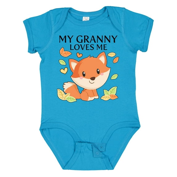Inktastic My Granny Loves Me- Little Fox Boys or Girls Baby Bodysuit