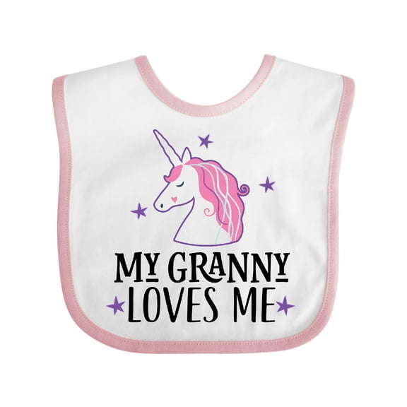 Inktastic My Granny Loves Me Unicorn Girls Baby Bib