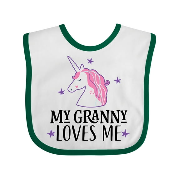 Inktastic My Granny Loves Me Unicorn Girls Baby Bib