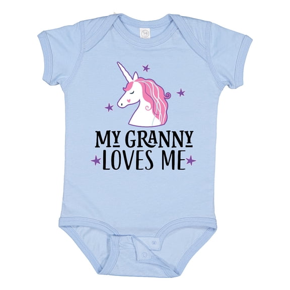 Inktastic My Granny Loves Me Unicorn Girls Baby Bodysuit