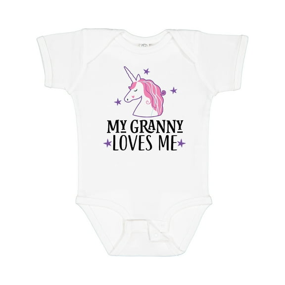 Inktastic My Granny Loves Me Unicorn Girls Baby Bodysuit