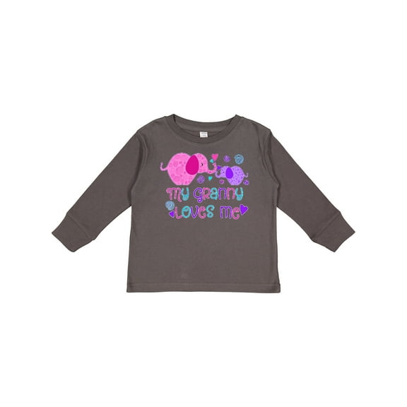 Inktastic My Granny Loves Me- cute elephants Boys or Girls Long Sleeve Toddler T-Shirt