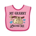 thumbnail image 1 of Inktastic My Granny Loves Me with Sloth and Hearts Boys or Girls Baby Bib, 1 of 4