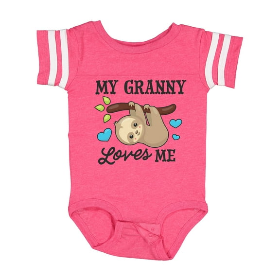 Inktastic My Granny Loves Me with Sloth and Hearts Boys or Girls Baby Bodysuit