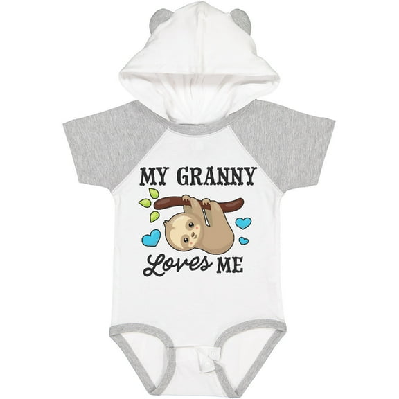 Inktastic My Granny Loves Me with Sloth and Hearts Boys or Girls Baby Bodysuit