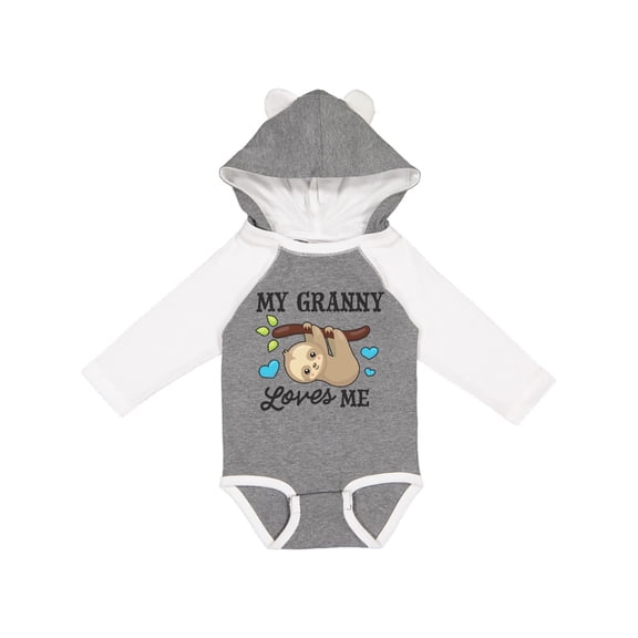 Inktastic My Granny Loves Me with Sloth and Hearts Boys or Girls Long Sleeve Baby Bodysuit