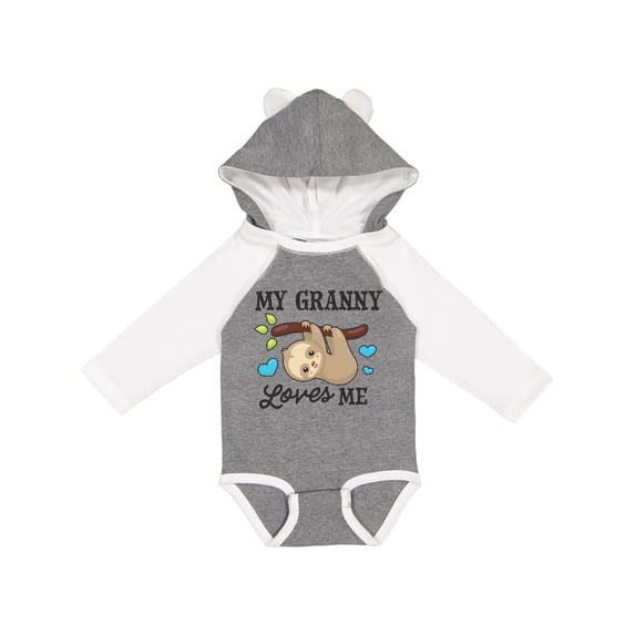 Inktastic My Granny Loves Me with Sloth and Hearts Boys or Girls Long Sleeve Baby Bodysuit