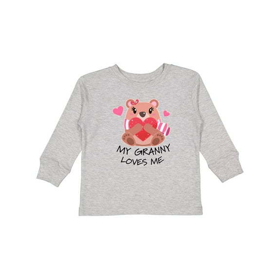 Inktastic My Granny Loves Me Bear and Hearts Boys or Girls Long Sleeve Toddler T-Shirt