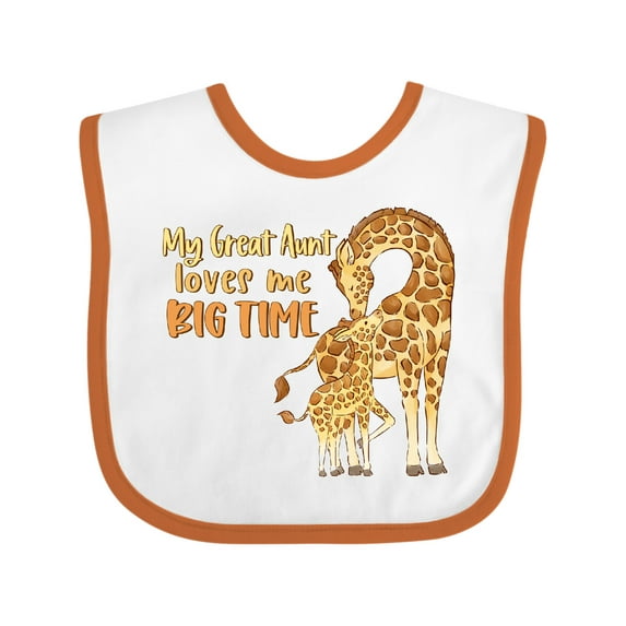 Inktastic My Great Aunt Loves Me Big Time Cute Giraffe Family Boys or Girls Baby Bib
