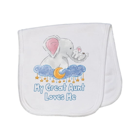 Inktastic My Great Aunt Loves Me Cute Elephants Clouds Moon and Stars Baby Burp Cloth