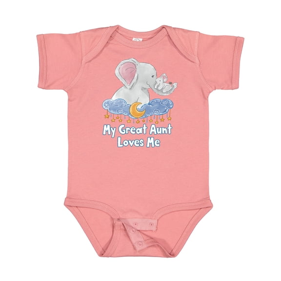 Inktastic My Great Aunt Loves Me Cute Elephants Clouds Moon and Stars Boys or Girls Baby Bodysuit