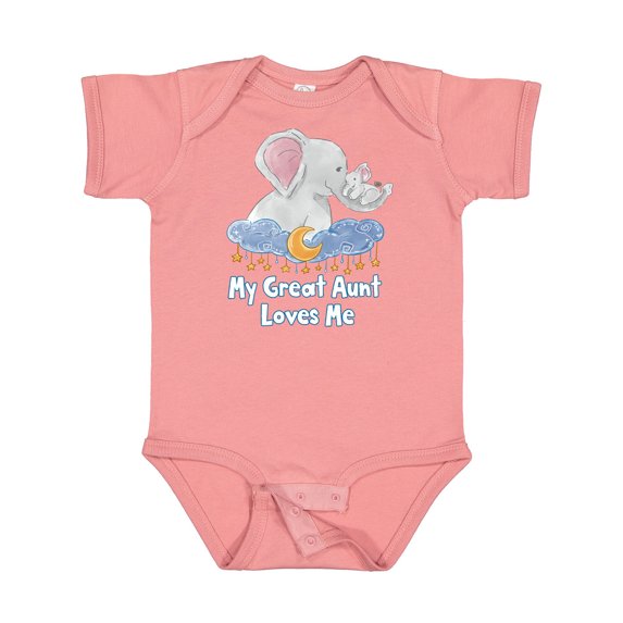Inktastic My Great Aunt Loves Me Cute Elephants Clouds Moon and Stars Boys or Girls Baby Bodysuit