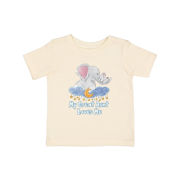 Inktastic My Great Aunt Loves Me Cute Elephants Clouds Moon and Stars Boys or Girls Baby T-Shirt