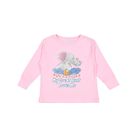 Inktastic My Great Aunt Loves Me Cute Elephants Clouds Moon and Stars Boys or Girls Long Sleeve Toddler T-Shirt
