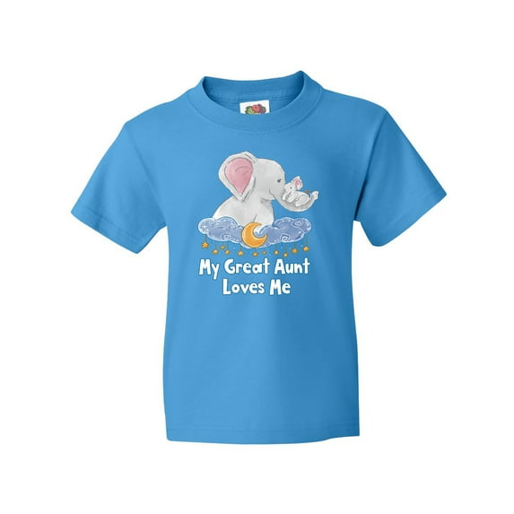 Inktastic My Great Aunt Loves Me Cute Elephants Clouds Moon and Stars Youth T-Shirt