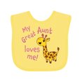 thumbnail image 1 of Inktastic My Great Aunt Loves Me Cute Giraffe Boys or Girls Baby Bib, 1 of 4