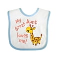 thumbnail image 1 of Inktastic My Great Aunt Loves Me Cute Giraffe Boys or Girls Baby Bib, 1 of 4