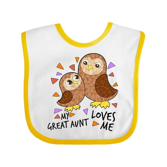 Inktastic My Great Aunt Loves Me Cute Owl Family Boys or Girls Baby Bib