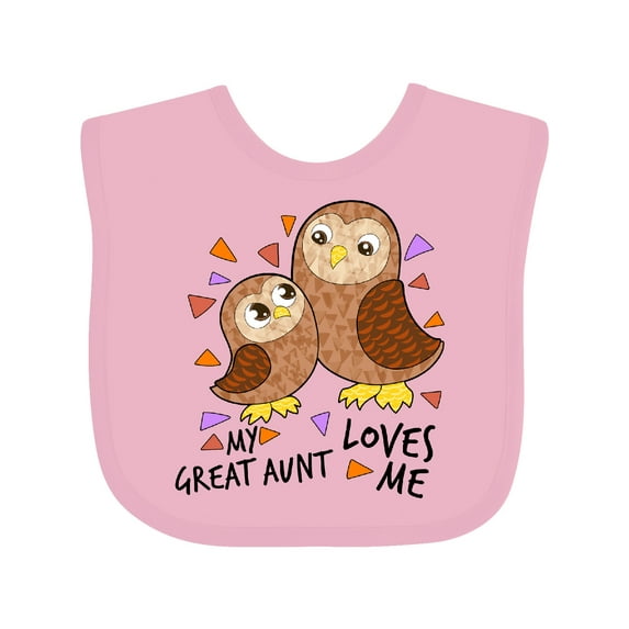 Inktastic My Great Aunt Loves Me Cute Owl Family Boys or Girls Baby Bib