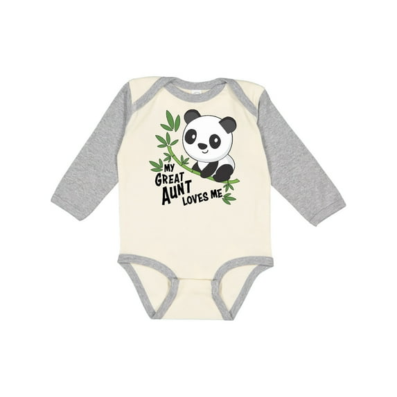 Inktastic My Great Aunt Loves Me- Cute Panda Boys or Girls Long Sleeve Baby Bodysuit