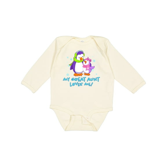 Inktastic My Great Aunt Loves Me Cute Penguins Girls Long Sleeve Baby Bodysuit