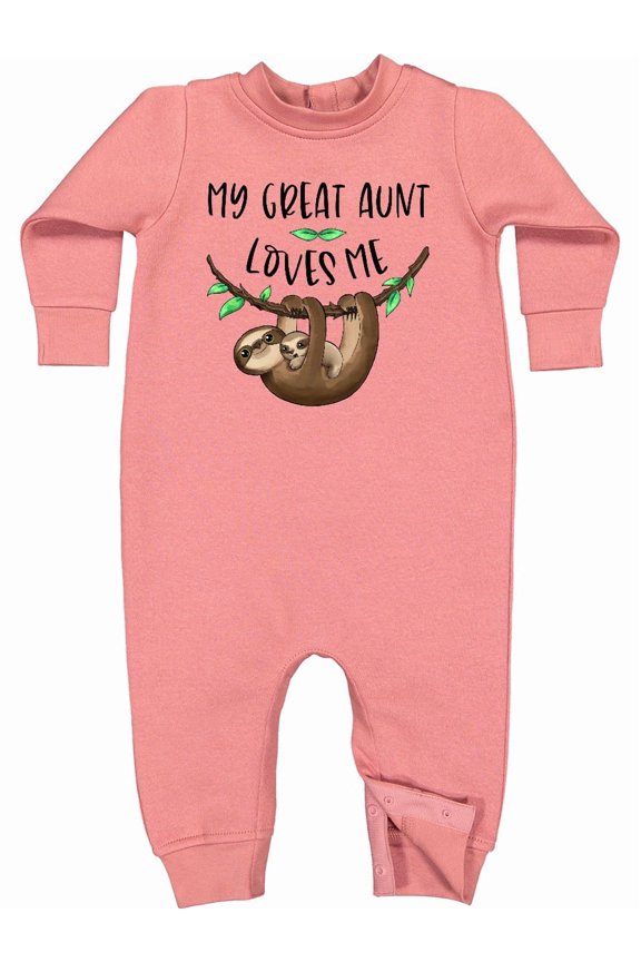 My Great Aunt Loves Me Cute Sloth and Baby Baby Fleece Romper