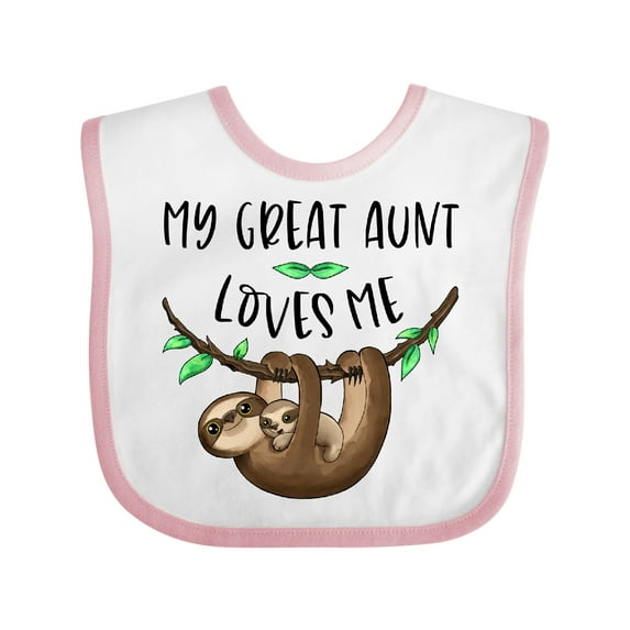 Inktastic My Great Aunt Loves Me Cute Sloth and Baby Boys or Girls Baby Bib