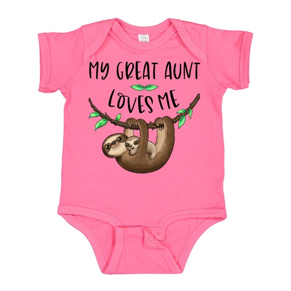 Inktastic My Great Aunt Loves Me Cute Sloth and Baby Boys or Girls Baby Bodysuit