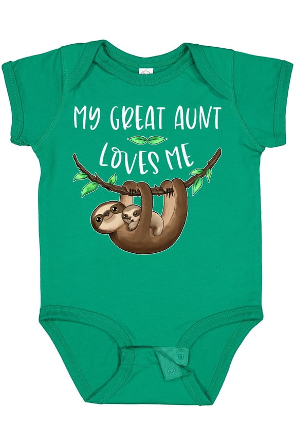 My Great Aunt Loves Me Cute Sloth and Baby Boys or Girls Baby Bodysuit
