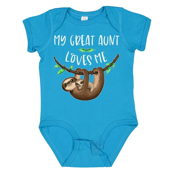 Inktastic My Great Aunt Loves Me Cute Sloth and Baby Boys or Girls Baby Bodysuit