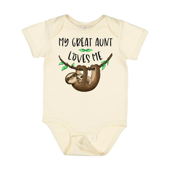 Inktastic My Great Aunt Loves Me Cute Sloth and Baby Boys or Girls Baby Bodysuit