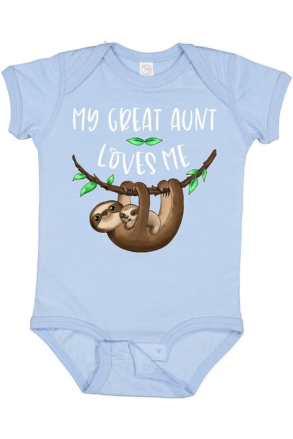 My Great Aunt Loves Me Cute Sloth and Baby Boys or Girls Baby Bodysuit