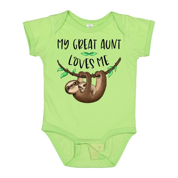 Inktastic My Great Aunt Loves Me Cute Sloth and Baby Boys or Girls Baby Bodysuit