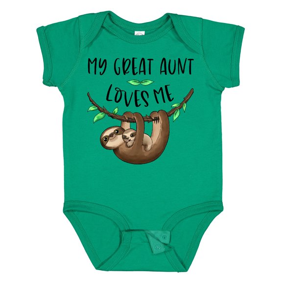 Inktastic My Great Aunt Loves Me Cute Sloth and Baby Boys or Girls Baby Bodysuit